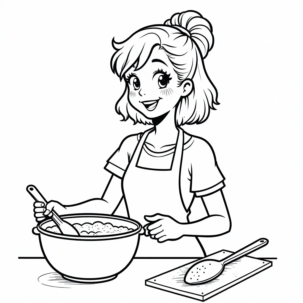 Woman cooking maggie coloring pages