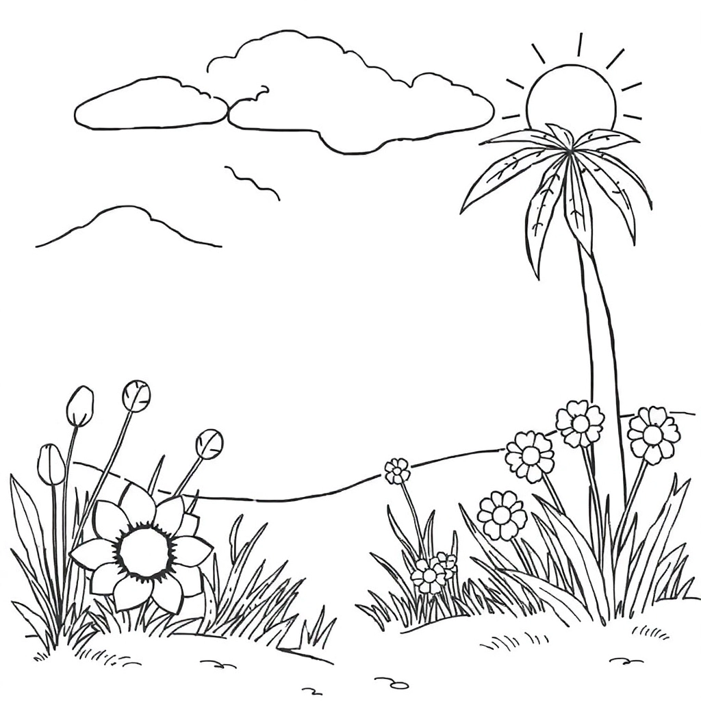 夏天的场景 صفحات التلوين