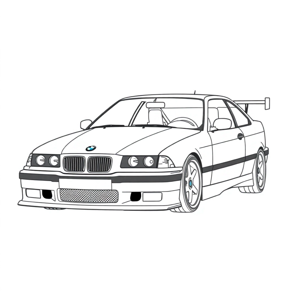 我需要BMW M3 E36 RACING 三视图线稿 صفحات التلوين