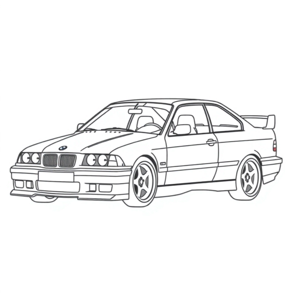 我需要BMW M3 E36 RACING 三视图线稿包括侧视图 俯视图等 صفحات التلوين