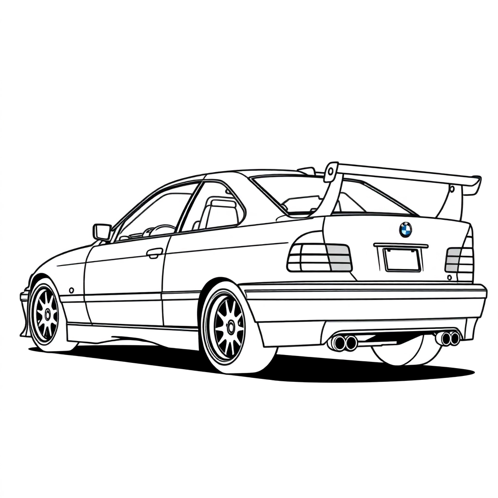 我需要BMW M3 E36 RACING左视图 Coloring Pages