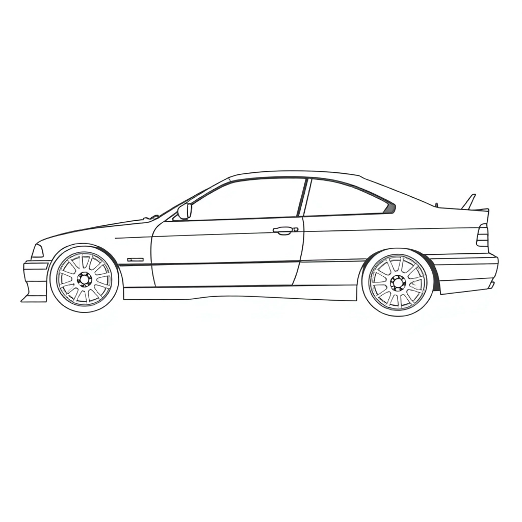 我需要BMW M3 E36 RACING左侧视图 Coloring Pages
