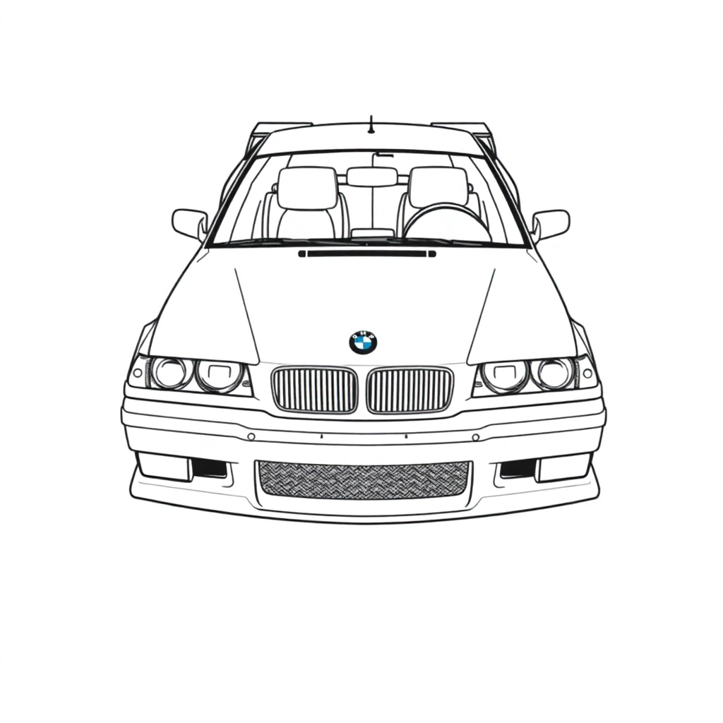 我需要BMW M3 E36 RACING从上往下看的俯视图 Coloring Pages