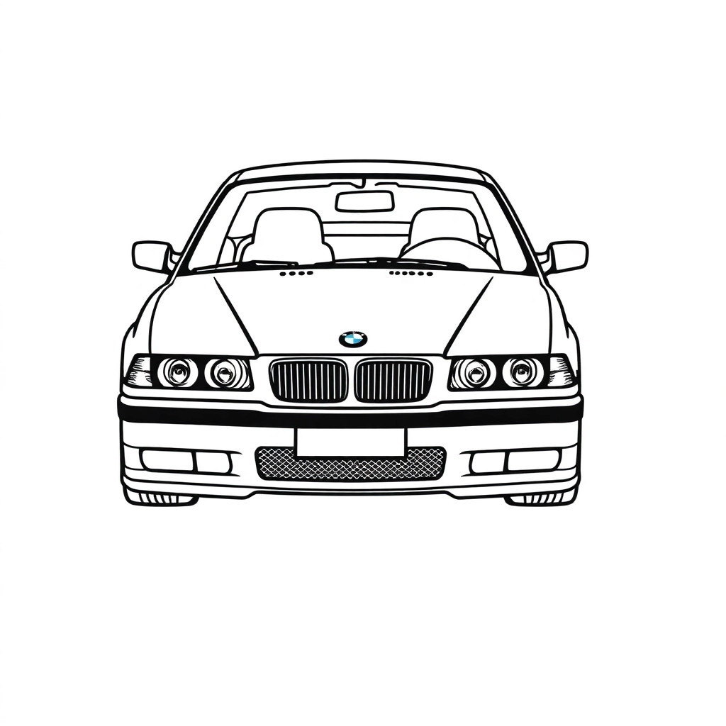 我需要BMW M3 E36 RACING从上往下看的俯视图 Coloring Pages