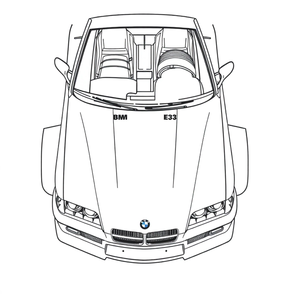 我需要BMW M3 E36 RACING从上往下看的俯视图 Coloring Pages