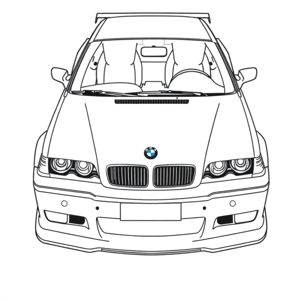 我需要BMW M3 E36 RACING从上往下看的俯视图 Coloring Pages