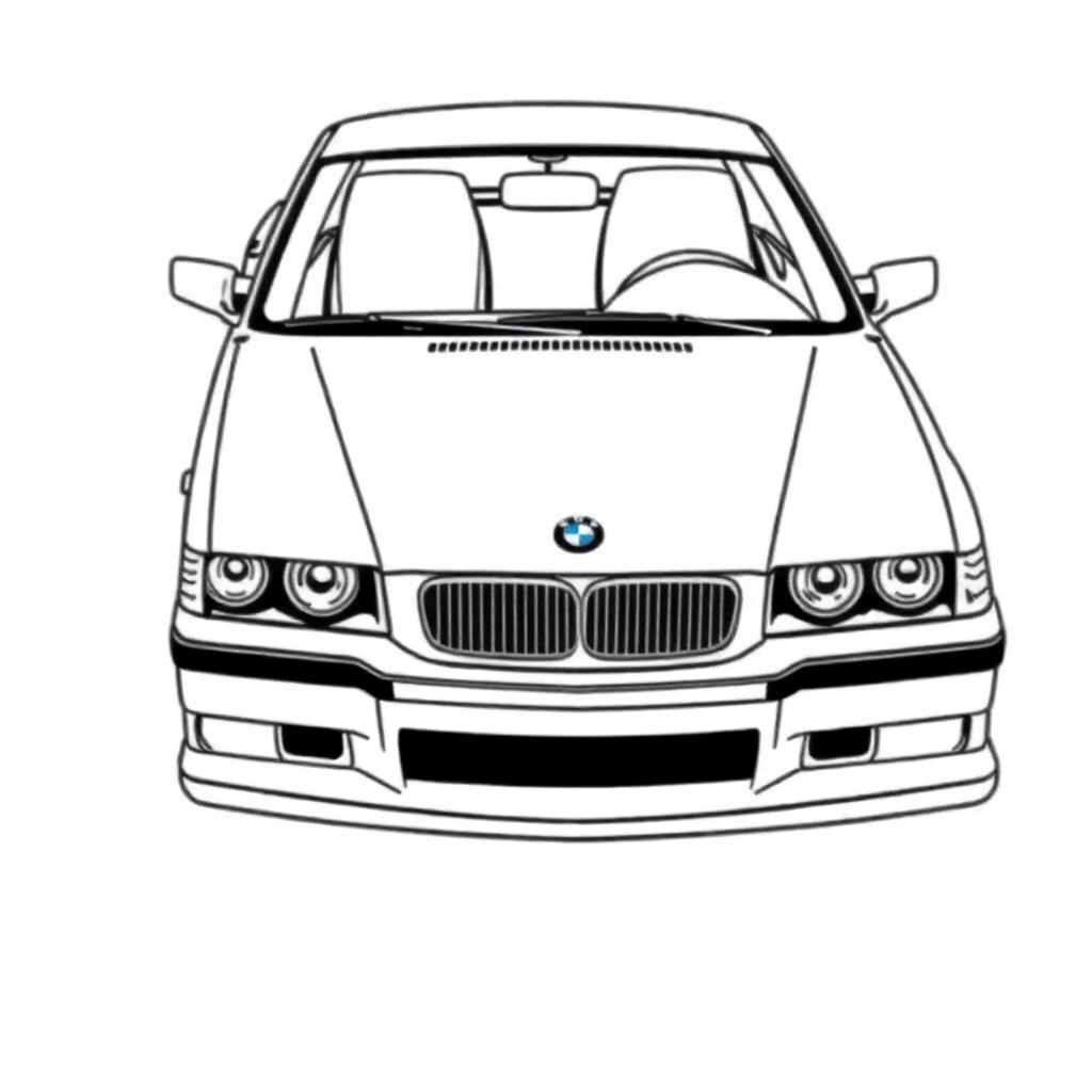 我需要BMW M3 E36 RACING从上往下看的俯视图 Coloring Pages