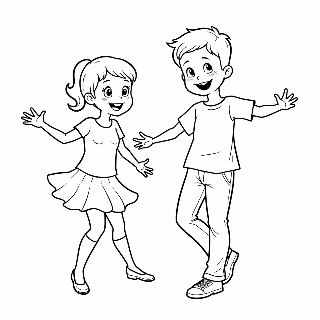 boy and gril dance coloring pages