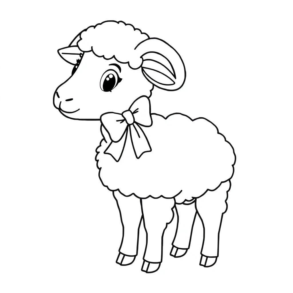 cute sheep  embroider  bowknot  Páginas para Colorear