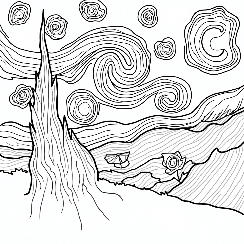 van gogh coloring pages