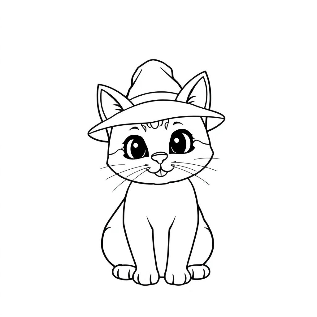 带帽子的猫 Coloring Pages