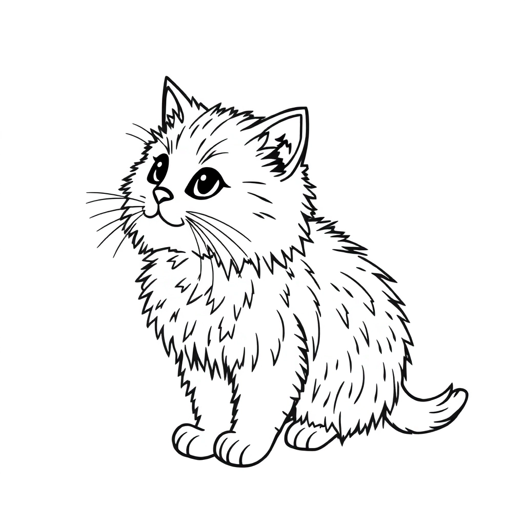 一只抱着毛球玩耍的小猫咪 Coloring Pages