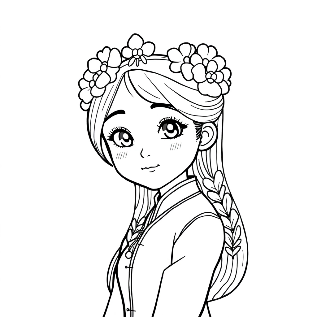 一个穿着少量衣服的中国女孩 Páginas para Colorear