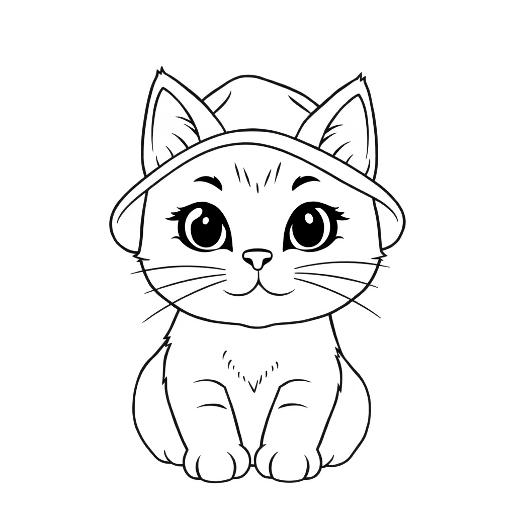 a cat with a hat Coloring Pages