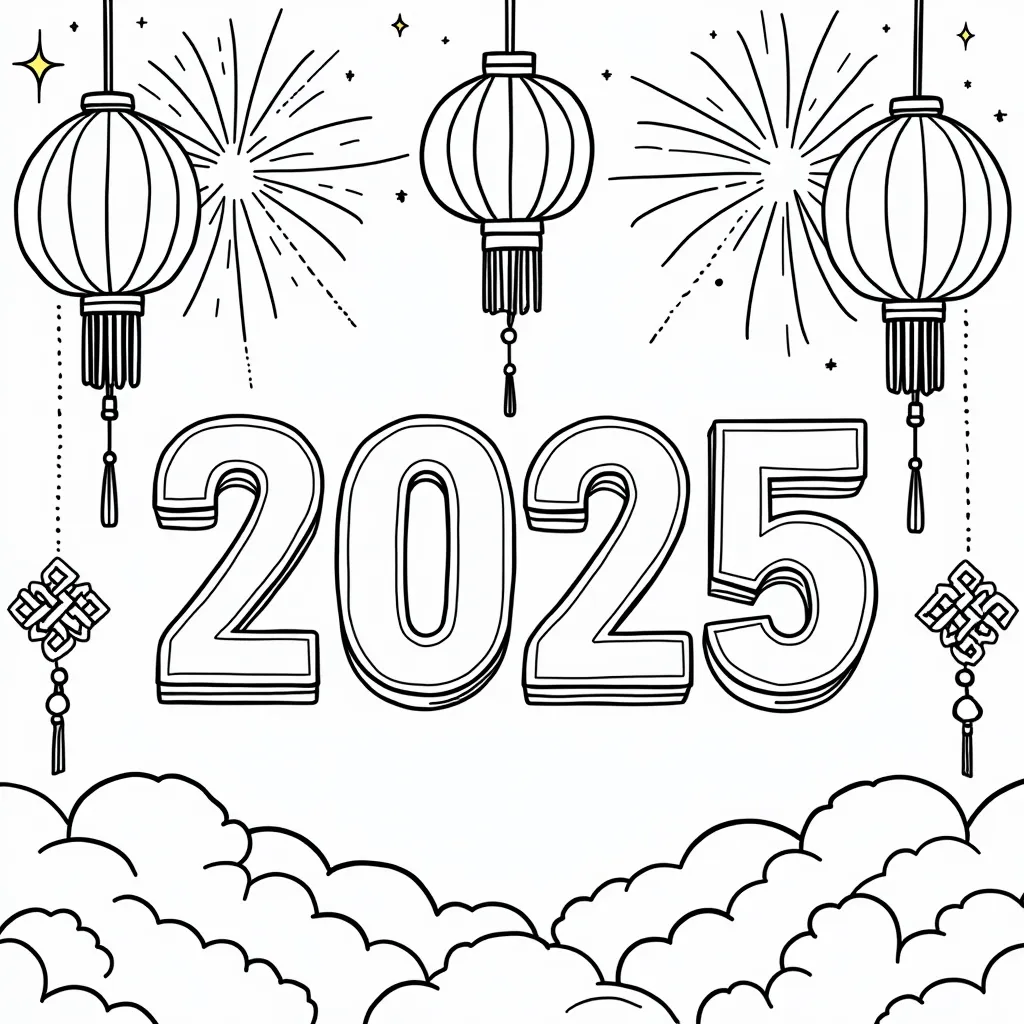 New Year 2025 coloring pages