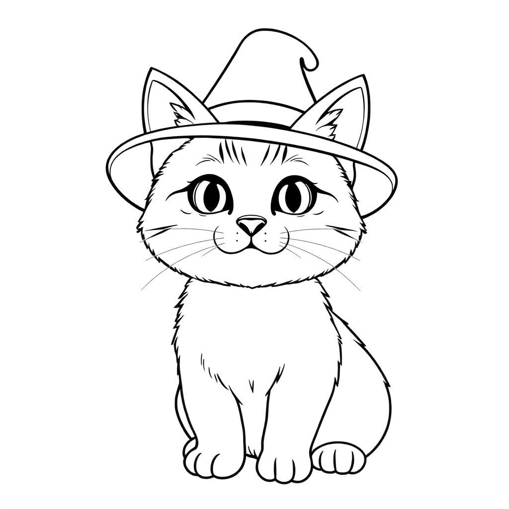 带帽子的小猫 Páginas para Colorear