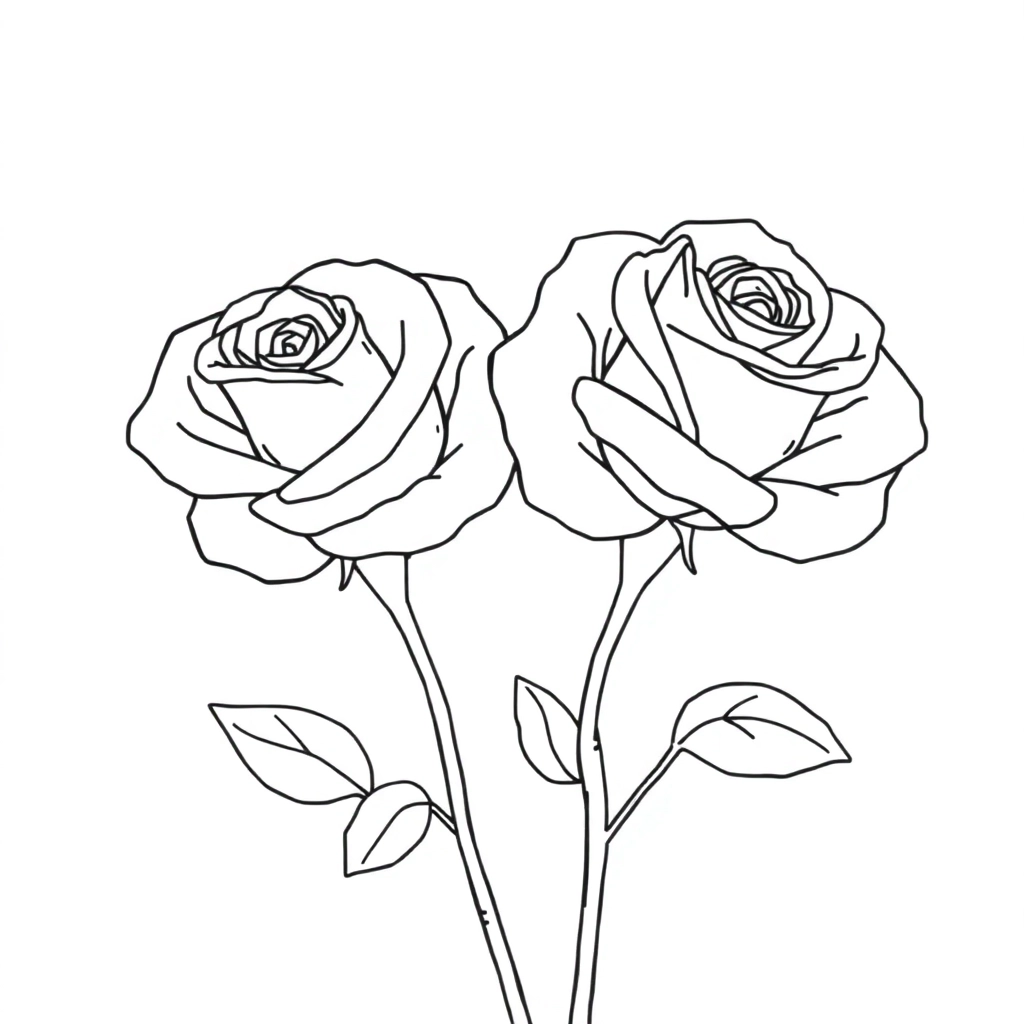 draw two roses in minimalist style Páginas para Colorear