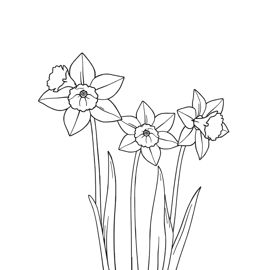 draw two daffodils in minimalist style Páginas para Colorear