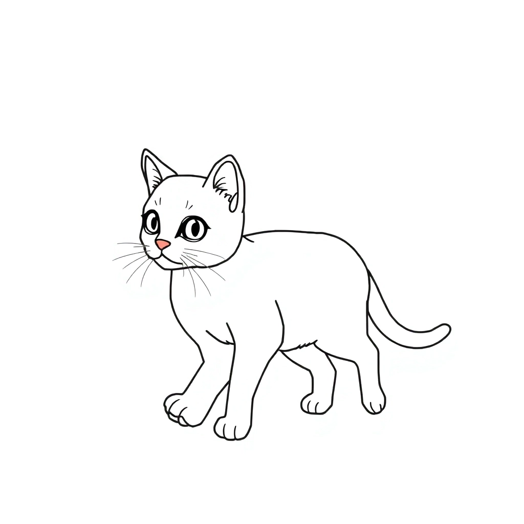 a walking cat Páginas para Colorear
