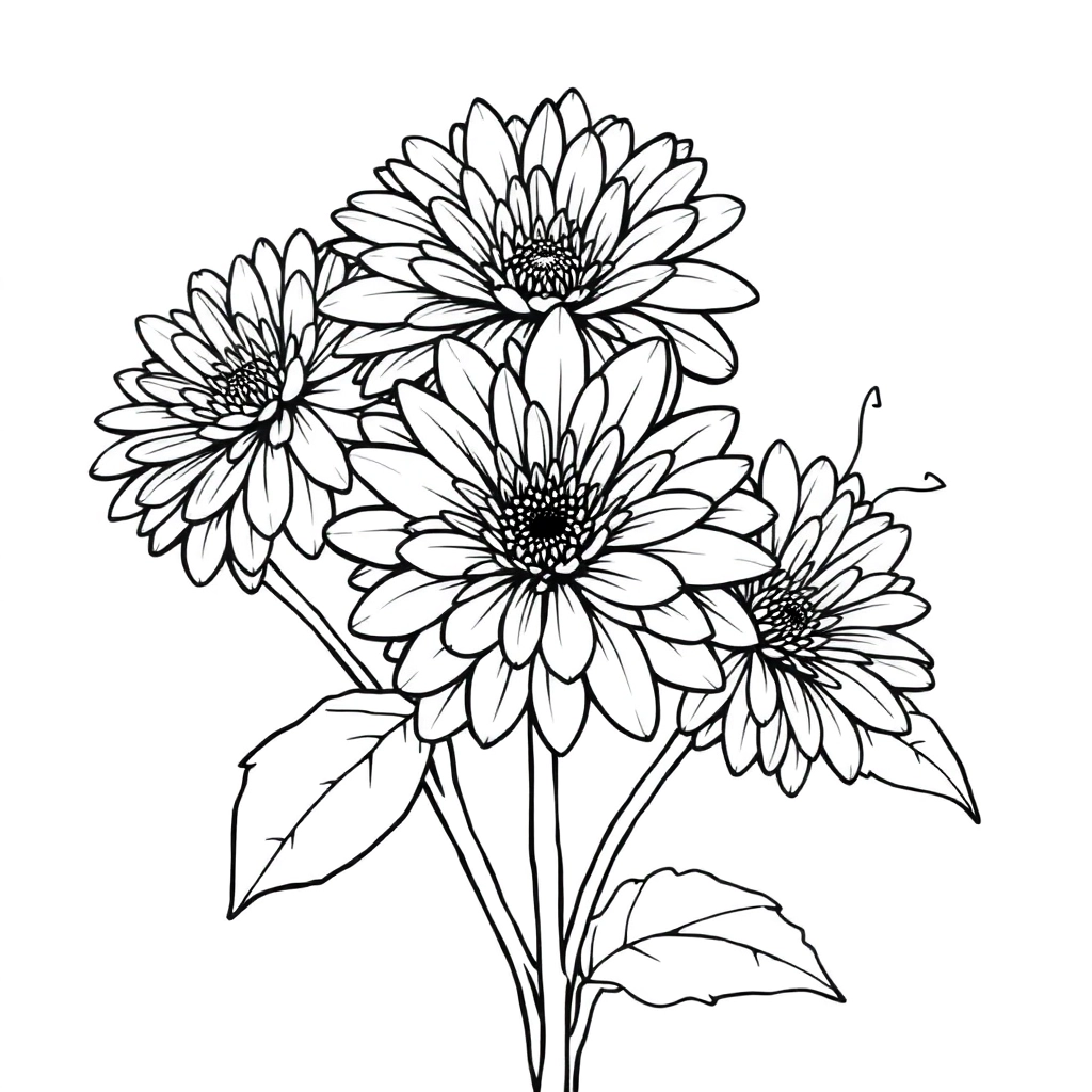 draw two chrysanthemum صفحات التلوين