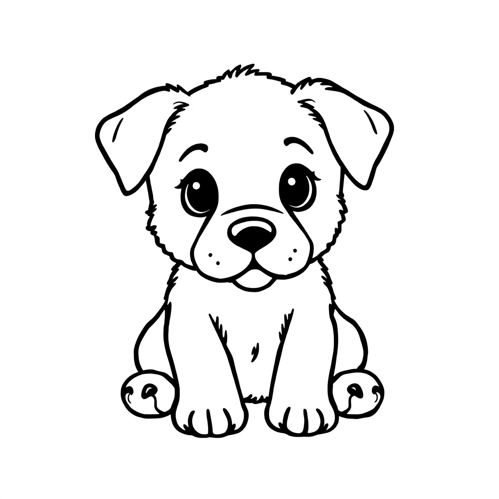 一只可爱的简笔画小狗 Páginas para Colorear