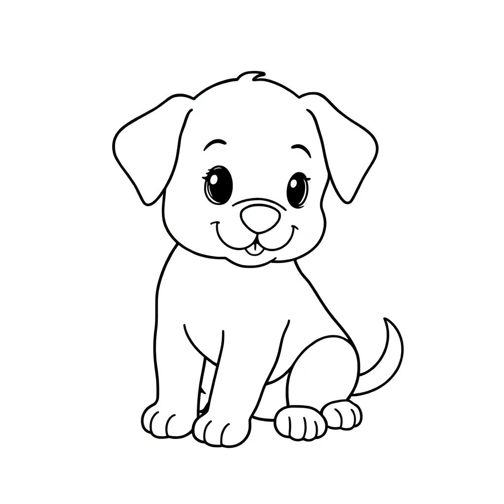 一只可爱的极简风小狗 Páginas para Colorear