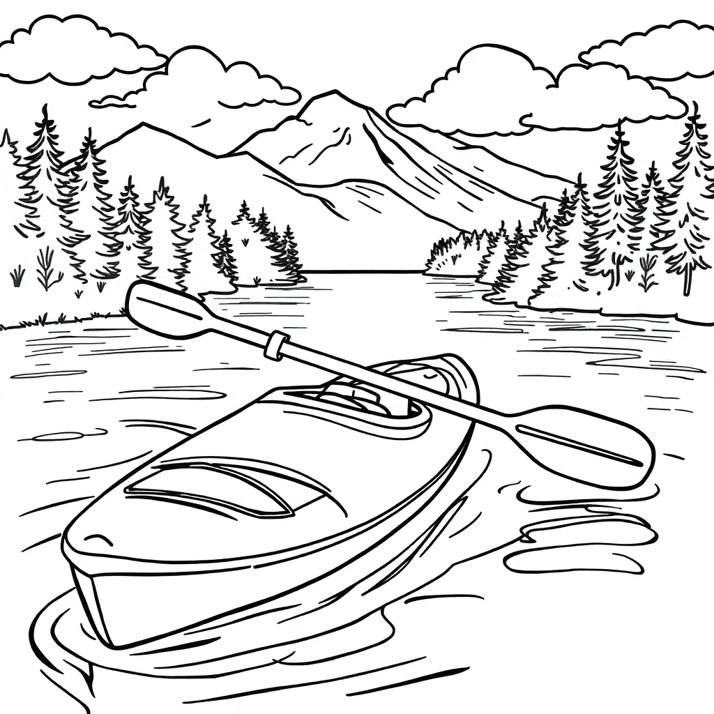 kayak Páginas para Colorear