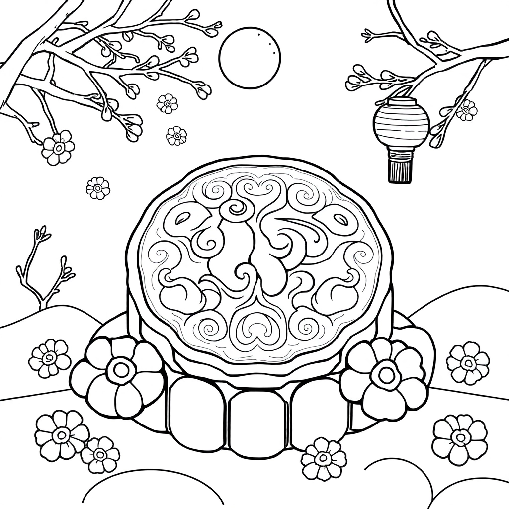 中秋节月饼月亮 Páginas para Colorear