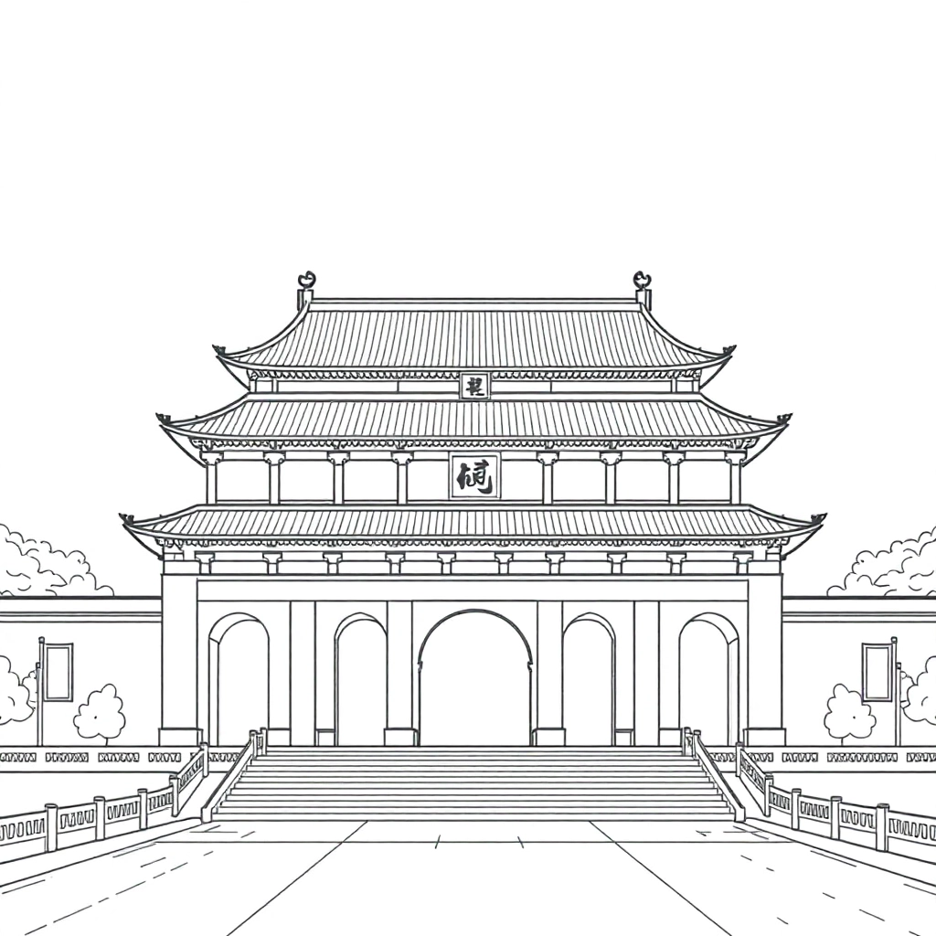 天安门灯笼 Coloring Pages