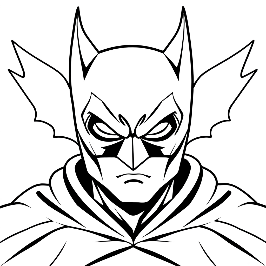 Super hero with a bat on her cheast and a pointy mask صفحات التلوين