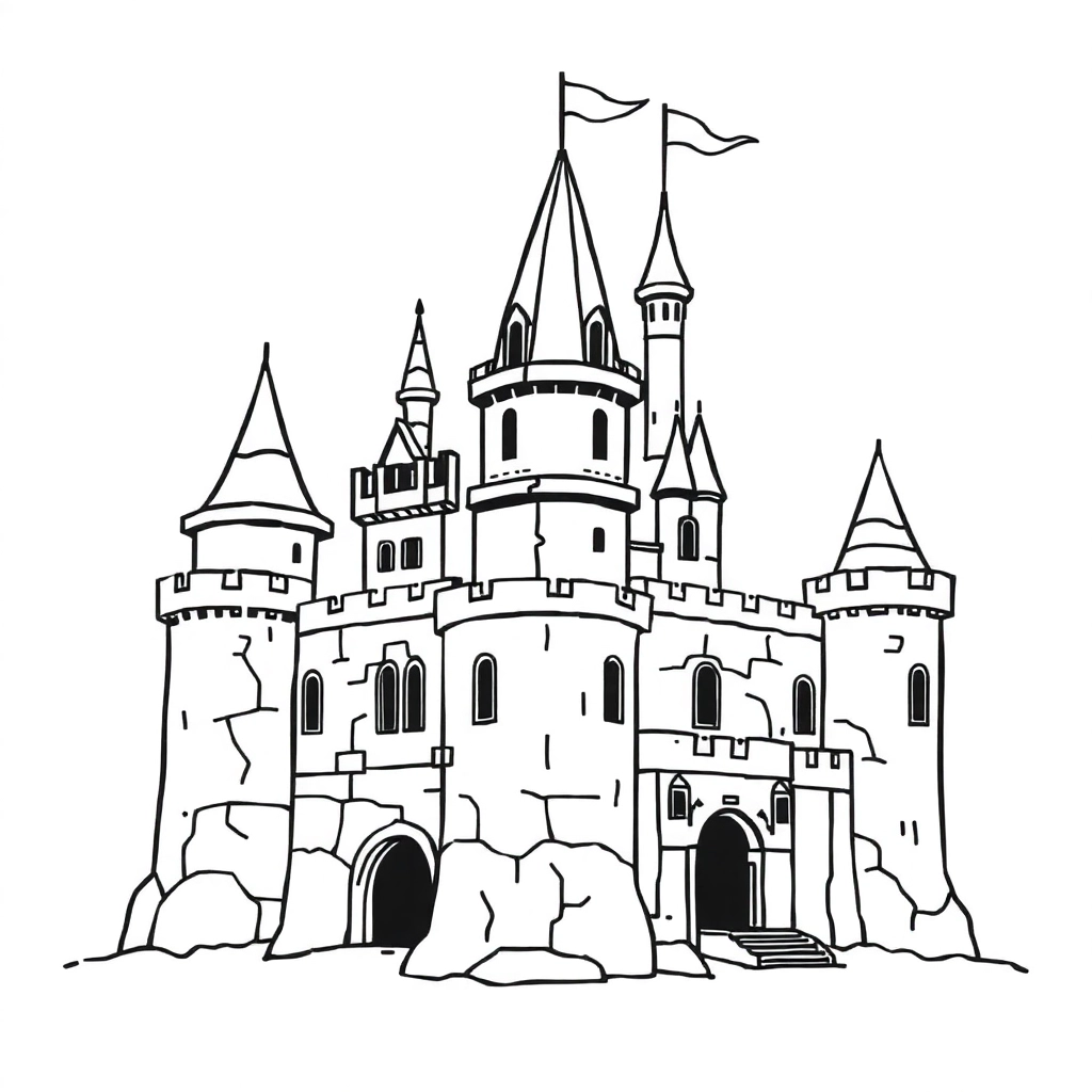 Fantasy castle صفحات التلوين