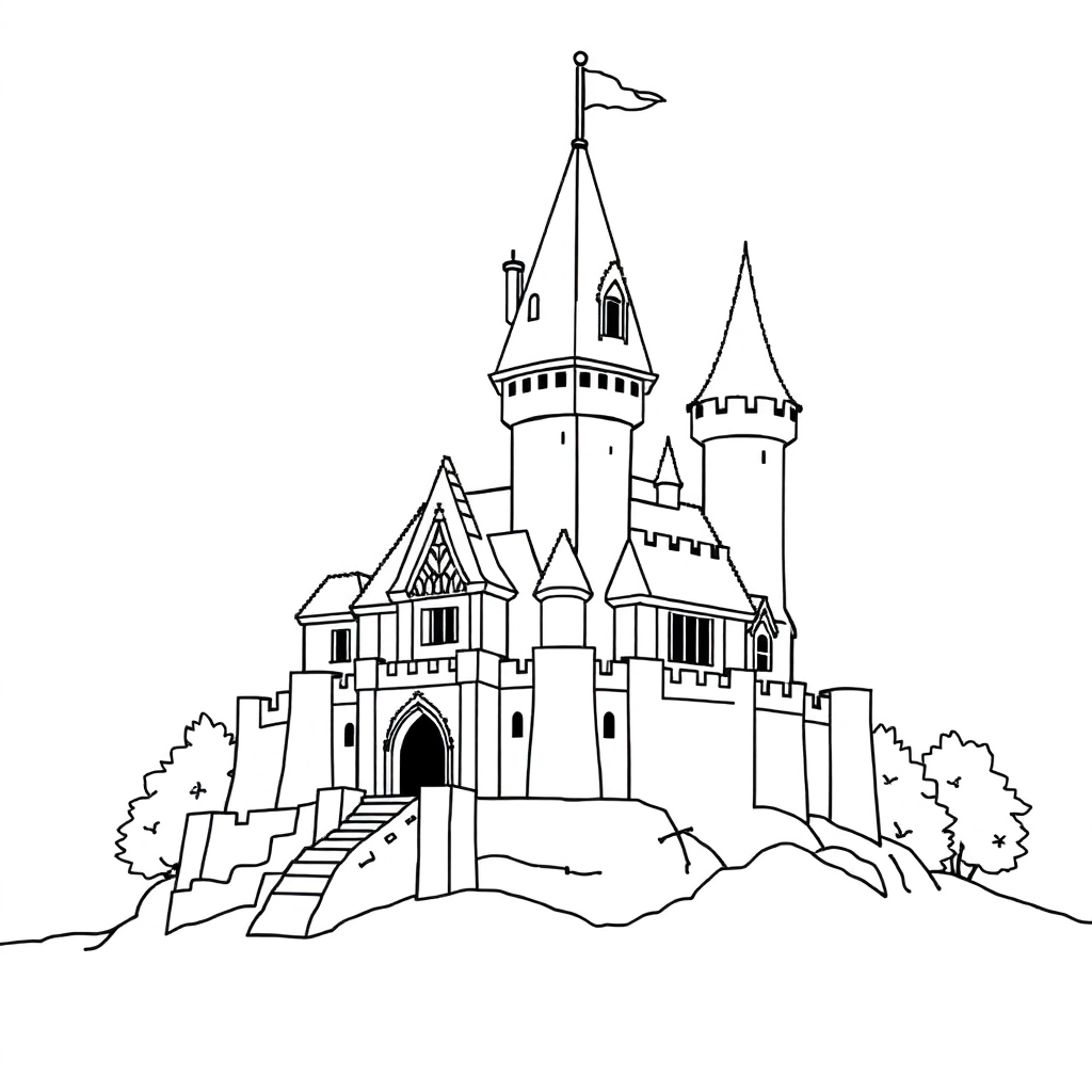 Fantasy castle صفحات التلوين