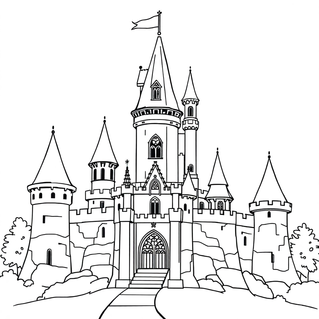 Fantasy castle صفحات التلوين