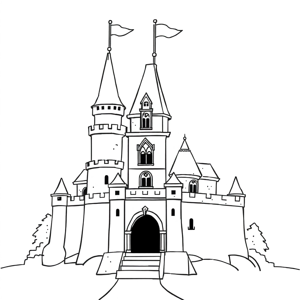 Fantasy castle صفحات التلوين