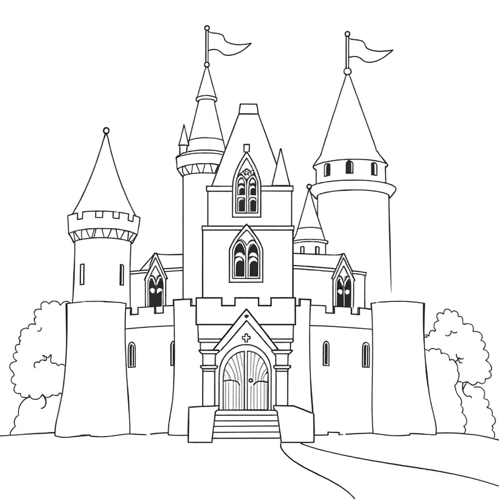 Fantasy castle صفحات التلوين