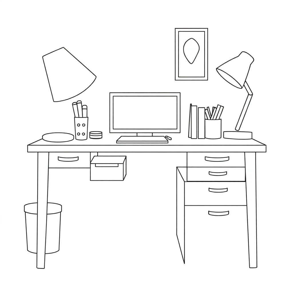 书桌 Coloring Pages