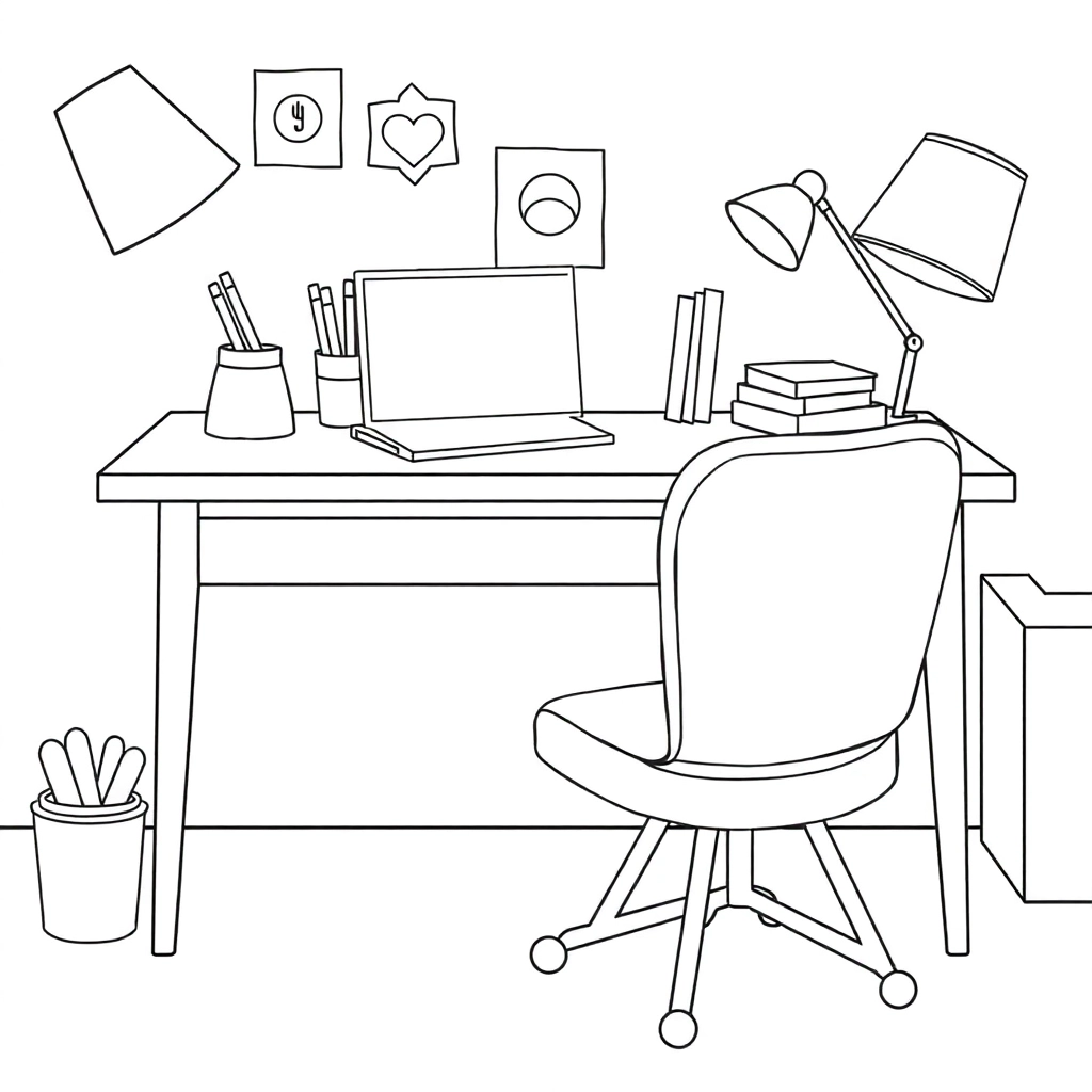 书桌 Coloring Pages