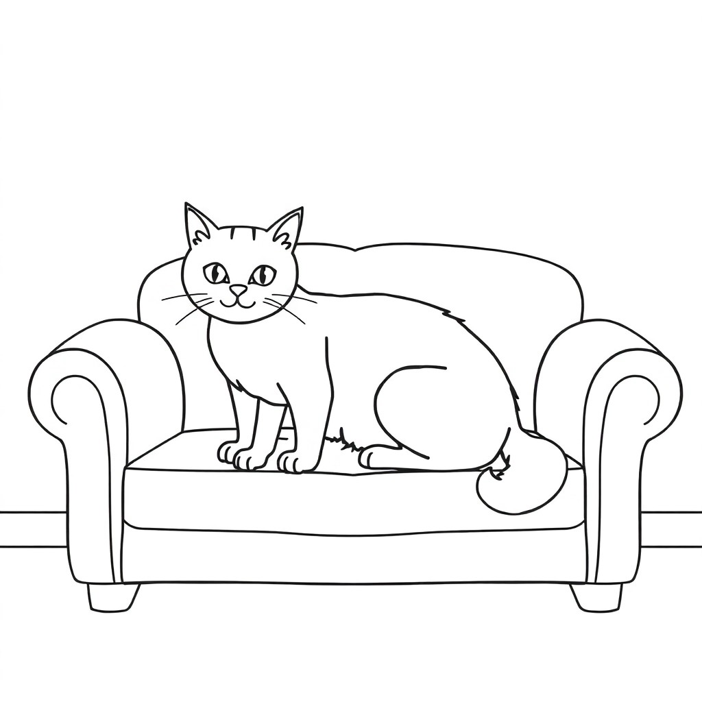 kawaii cat lay on sofa Páginas para Colorear