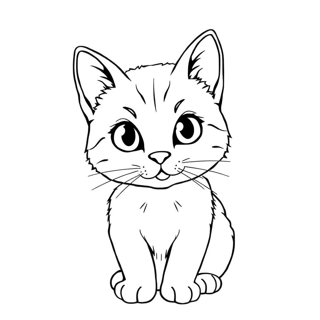 kawaii cat  Páginas para Colorear