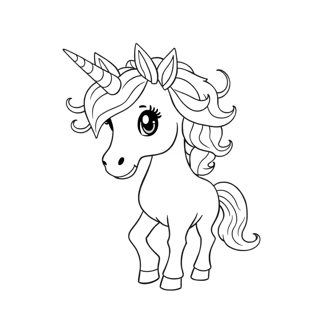 卷头发的独角兽 Coloring Pages