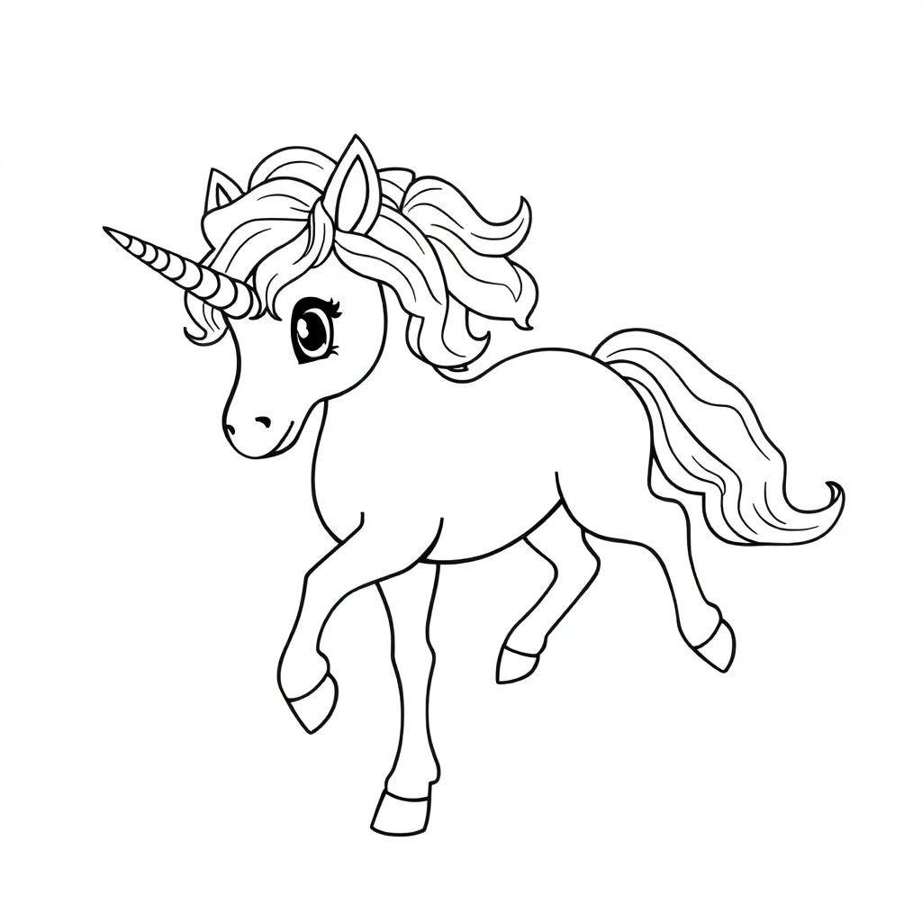 卷头发的独角兽 Coloring Pages