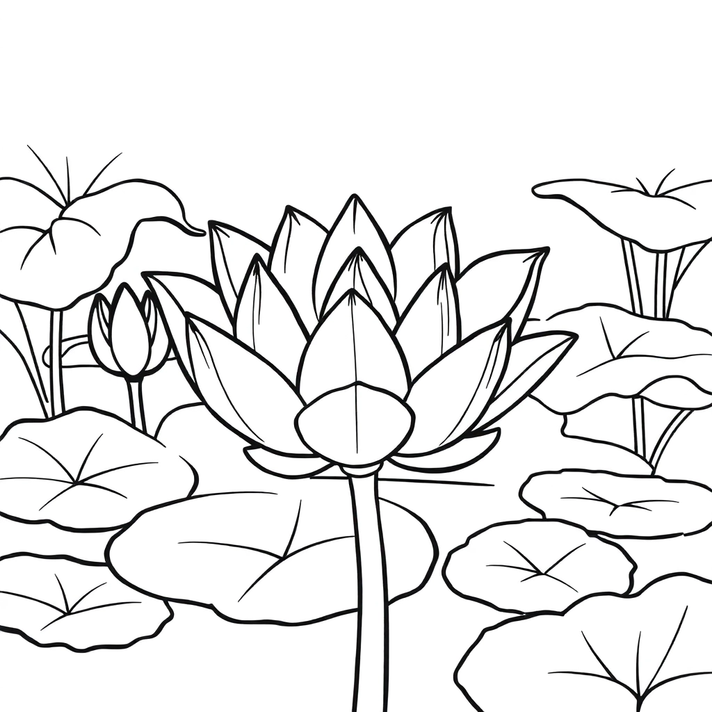 荷花池塘 Coloring Pages