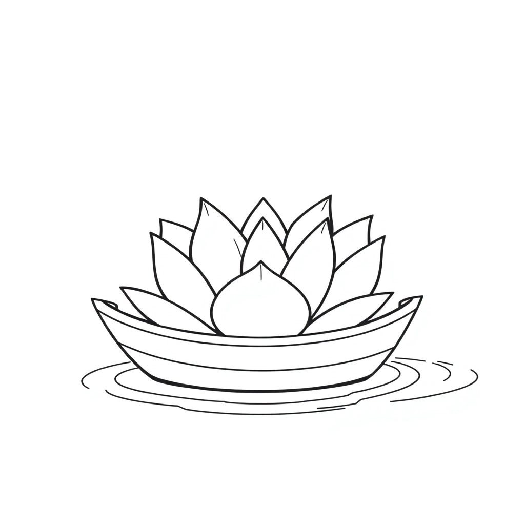 荷花小船 Coloring Pages