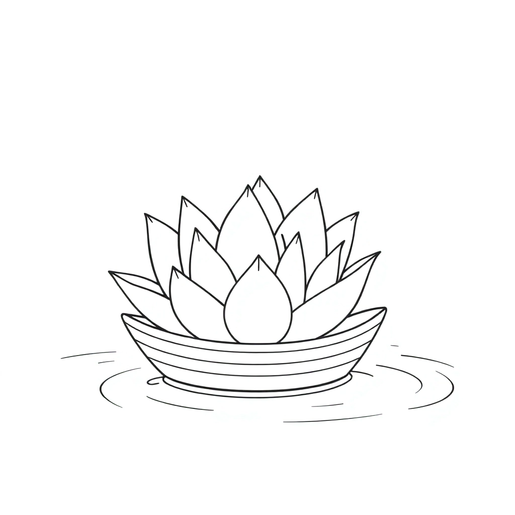 荷花池小船 Coloring Pages