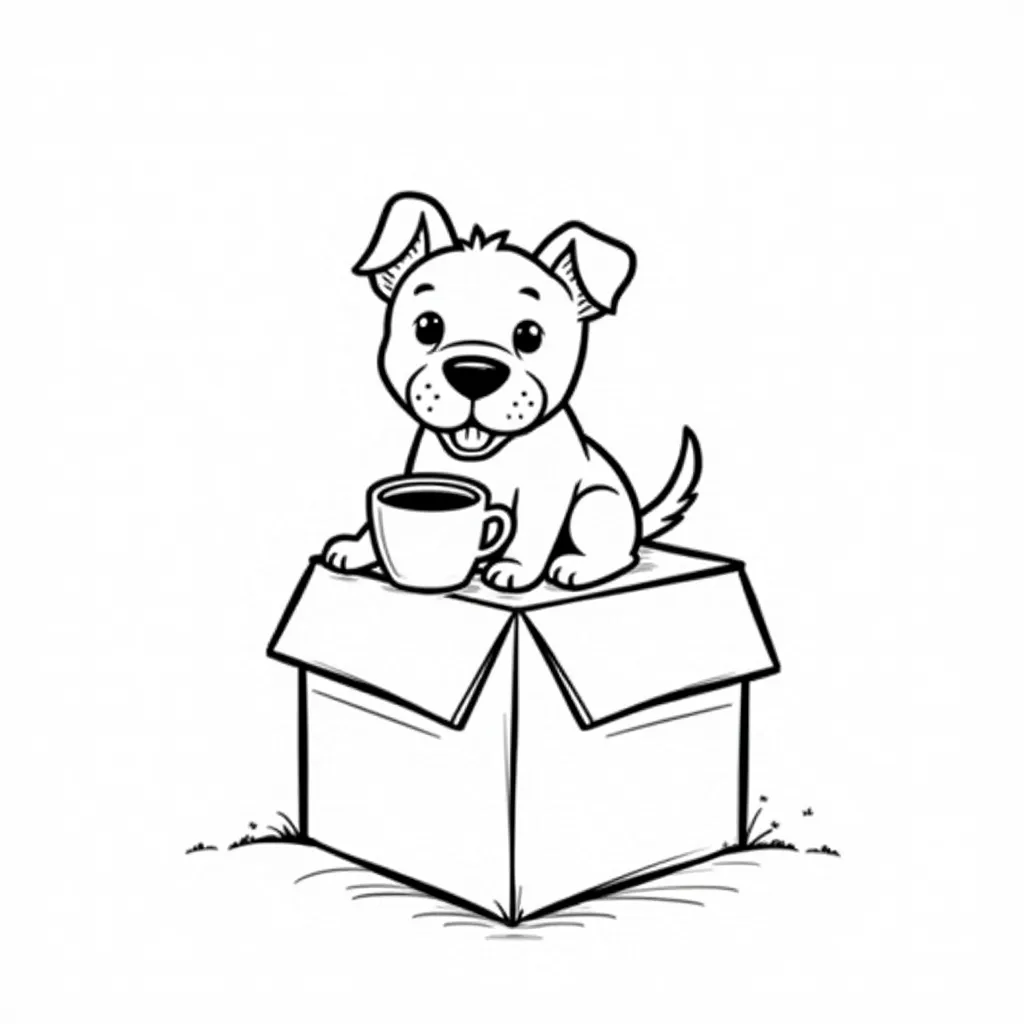 dog on cube drink coffee coloring pages