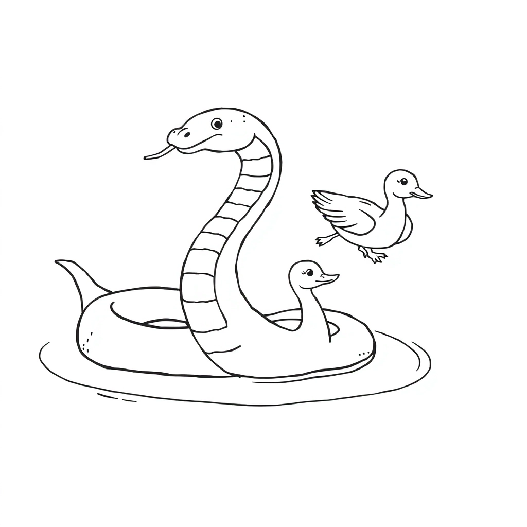 Snake and ducks  Páginas para Colorear