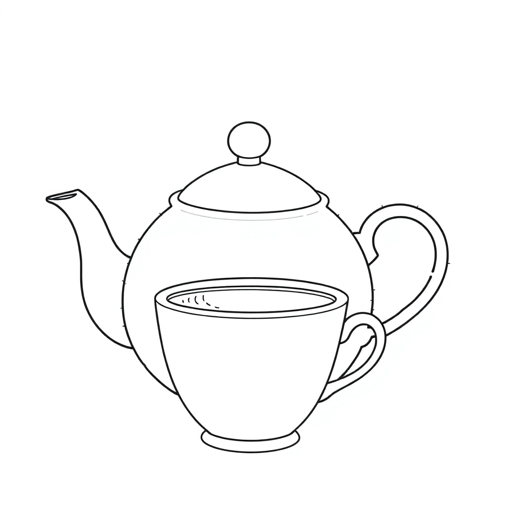 一个茶壶 两个小杯子 Coloring Pages