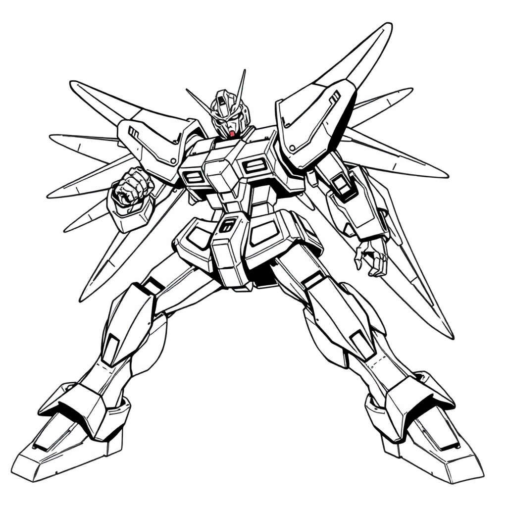 战斗姿态的高达 Coloring Pages