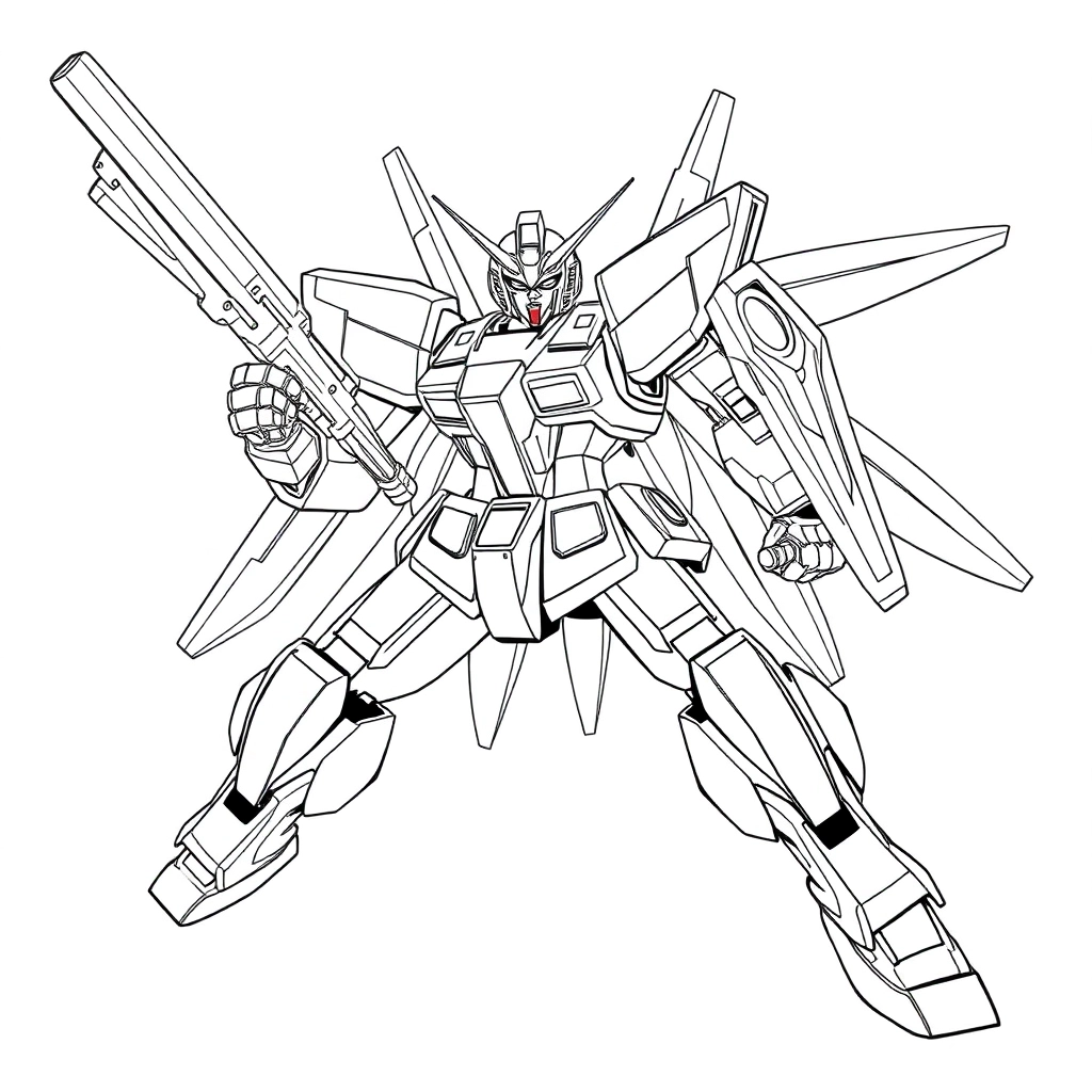 战斗状态下的高达线稿 Coloring Pages