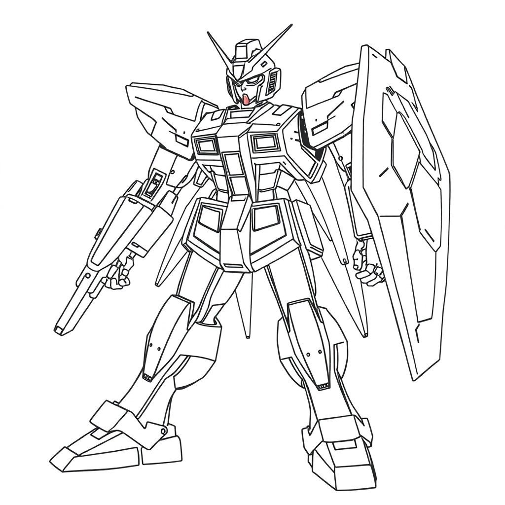 战斗状态下的高达线稿 Coloring Pages